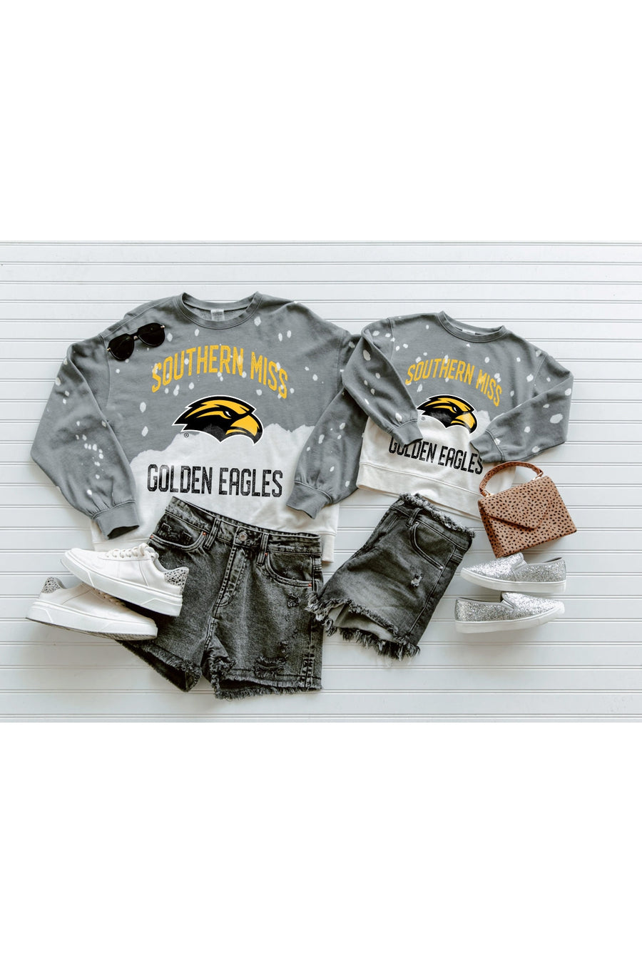 SOUTHERN MISS GOLDEN EAGLES Upcycle And Vintage Faded Wash Pullover-