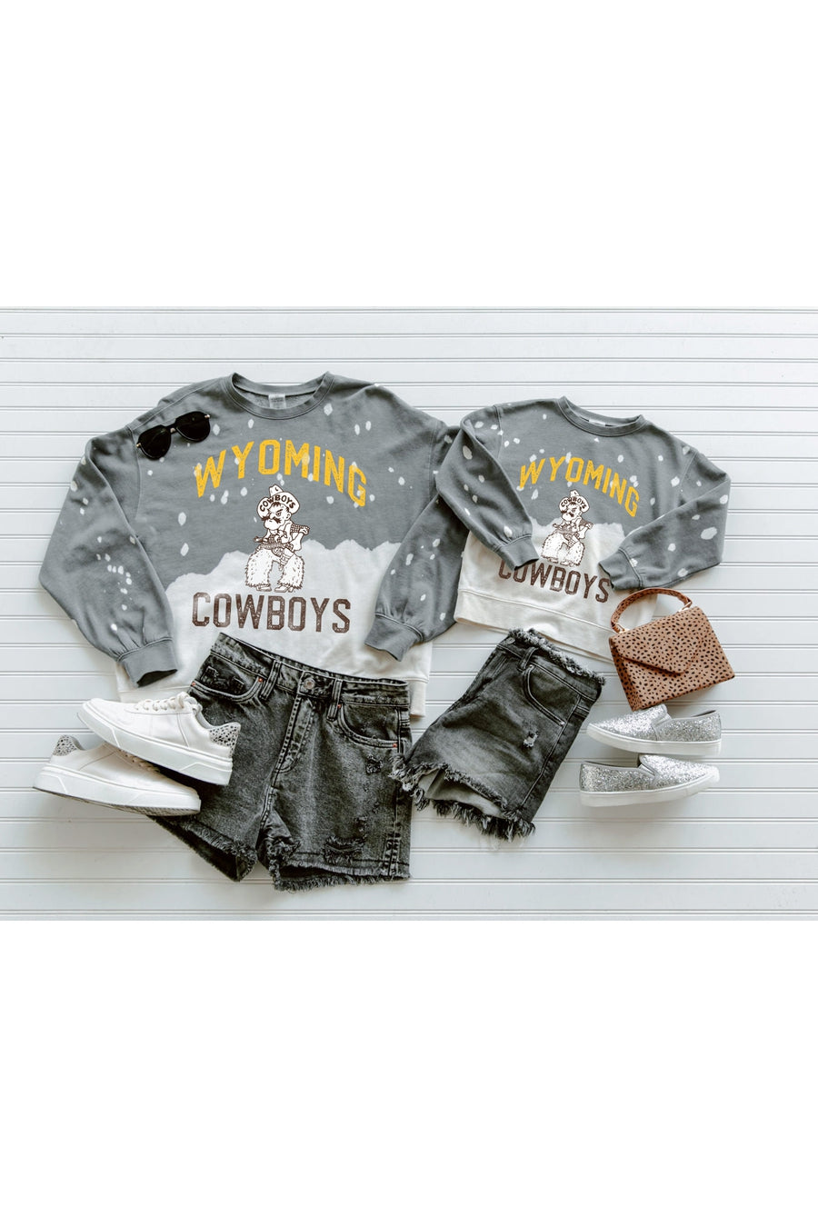 WYOMING COWBOYS Upcycle And Vintage Faded Wash Pullover