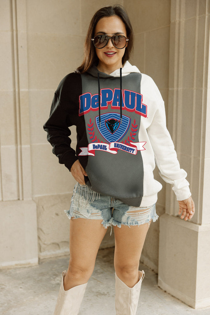 DEPAUL BLUE DEMONS HALL OF FAME ADULT COLORBLOCK TRIO HOODED PULLOVER