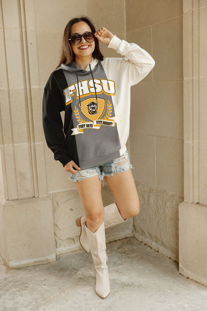 FORT HAYS STATE TIGERS HALL OF FAME ADULT COLORBLOCK TRIO HOODED PULLOVER