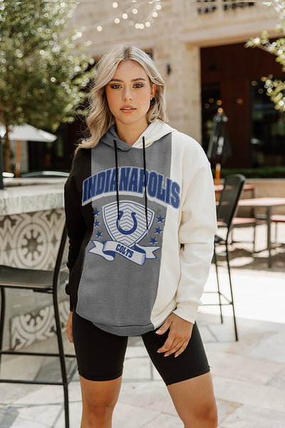INDIANAPOLIS COLTS TAKE THE FIELD TRI-COLOR BLOCK HOODED FLEECE PULLOVER