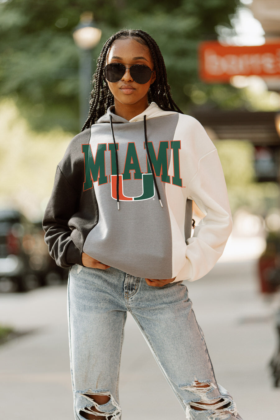 MIAMI HURRICANES GUESS WHO'S BACK SEQUIN YOKE PULLOVER