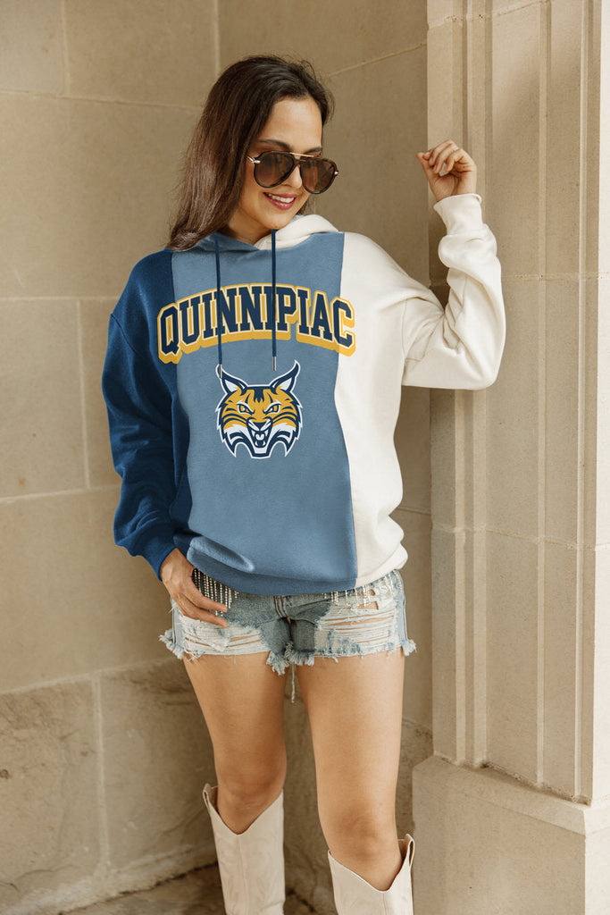 QUINNIPIAC BOBCATS HALL OF FAME ADULT COLORBLOCK TRIO HOODED PULLOVER