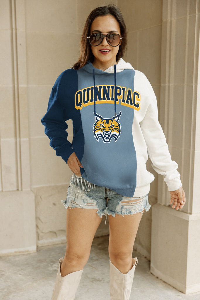 QUINNIPIAC BOBCATS HALL OF FAME ADULT COLORBLOCK TRIO HOODED PULLOVER