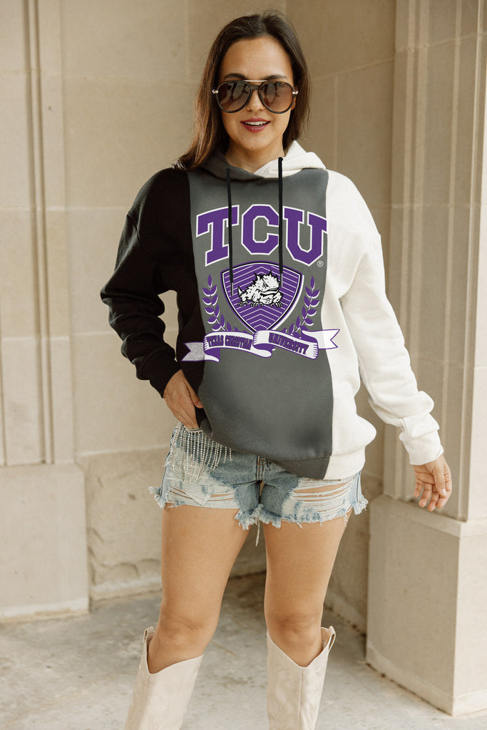 TCU HORNED FROGS HALL OF FAME ADULT COLORBLOCK TRIO HOODED PULLOVER