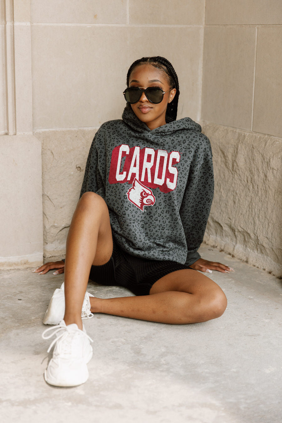 LOUISVILLE CARDINALS UP YOUR GAME OVERSIZED CREWNECK TEE BY MADI PREWETT  TROUTT