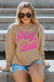 LET'S PLAY BALL IN PINK CLASSIC CREW SWEATSHIRT