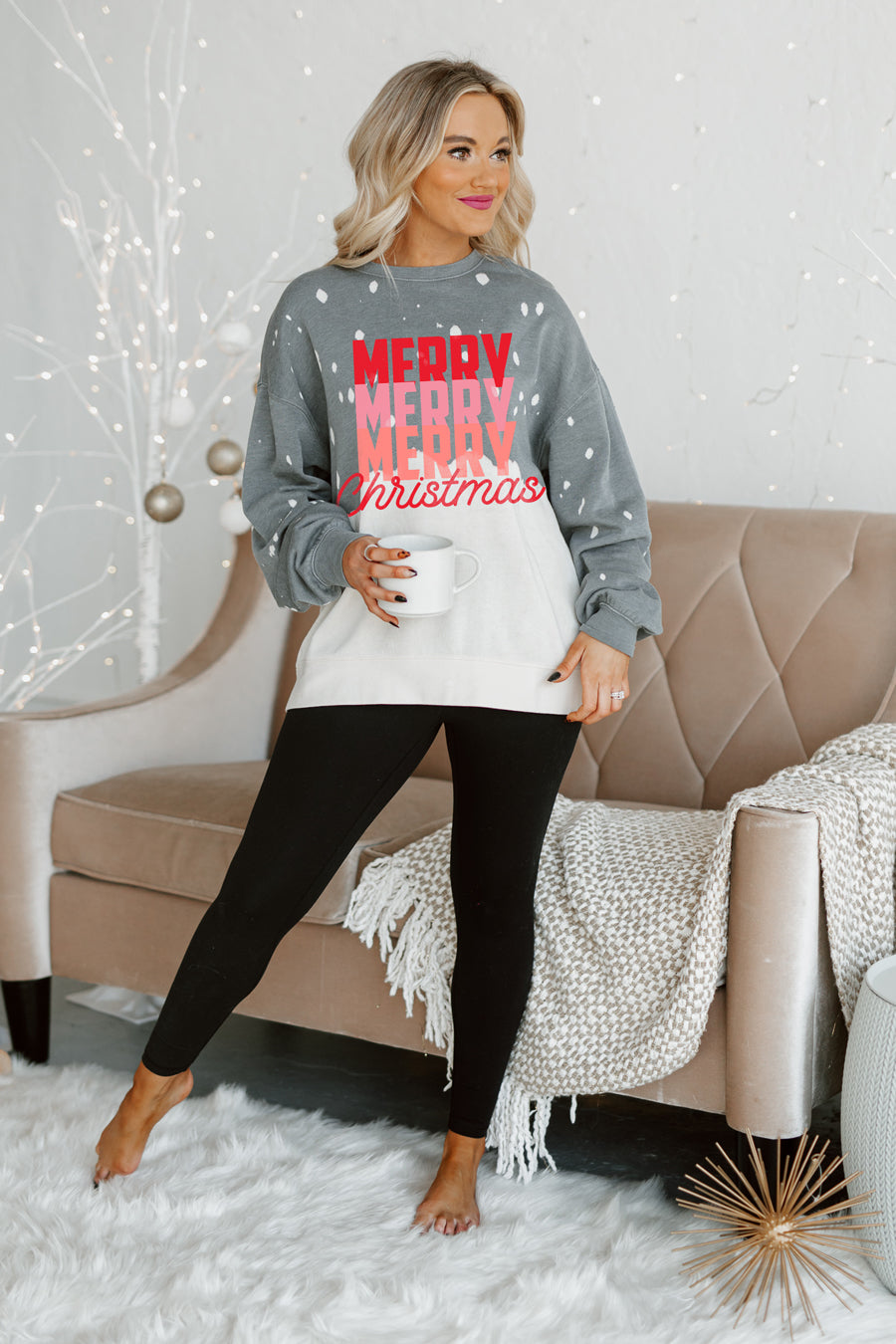 CHRISTMAS VIBES BLEACH DYE SWEATSHIRT