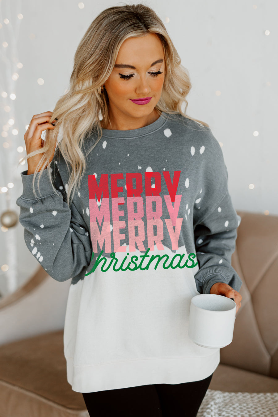 CHRISTMAS WISHES BLEACH DYE SWEATSHIRT
