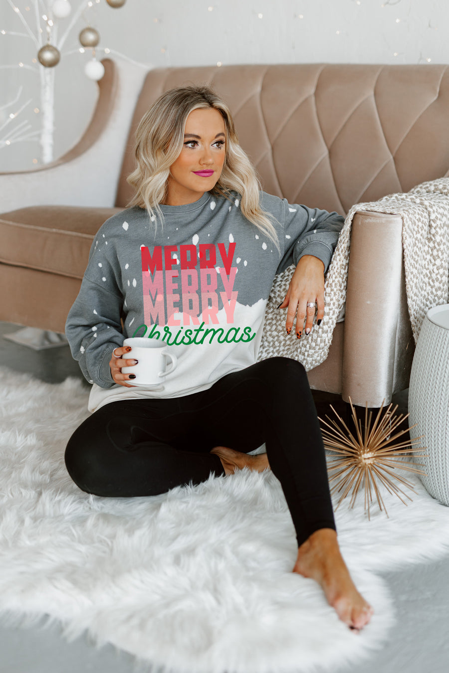 CHRISTMAS WISHES BLEACH DYE SWEATSHIRT