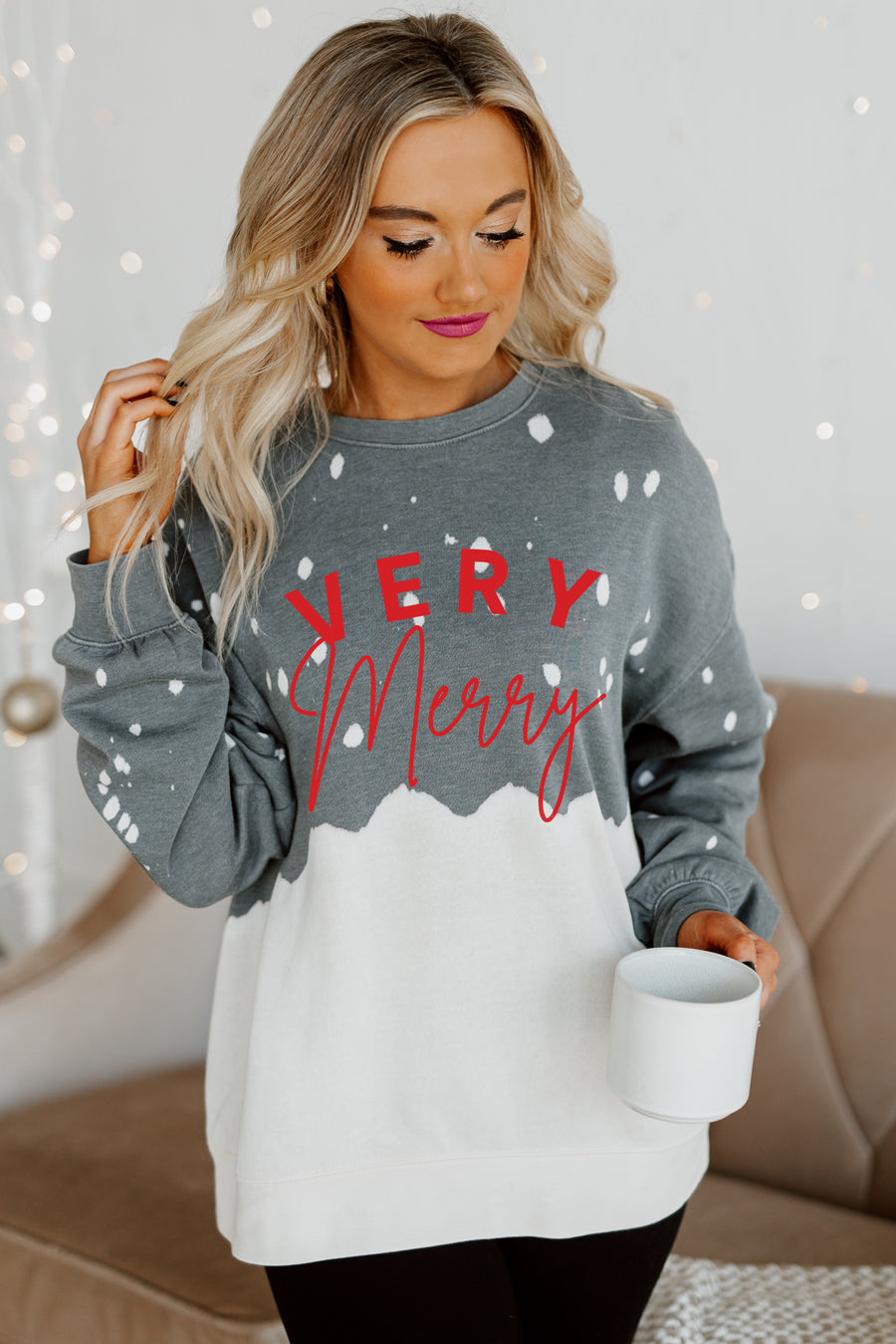 VERY MERRY BLEACH DYE SWEATSHIRT