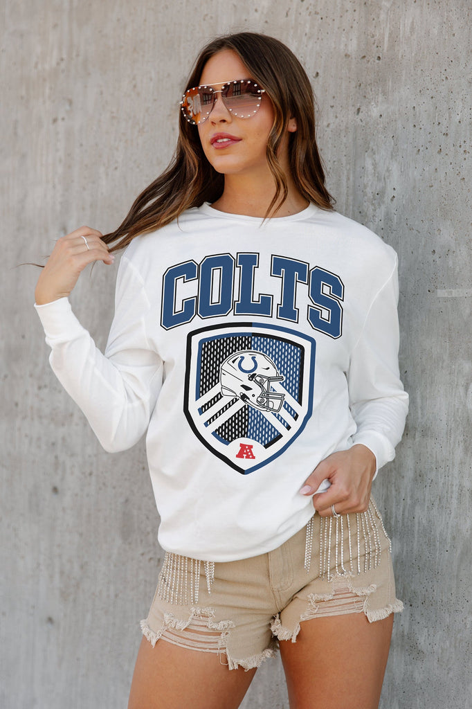 INDIANAPOLIS COLTS PUSHING THE LIMIT BOYFRIEND FIT LONG SLEEVE TEE