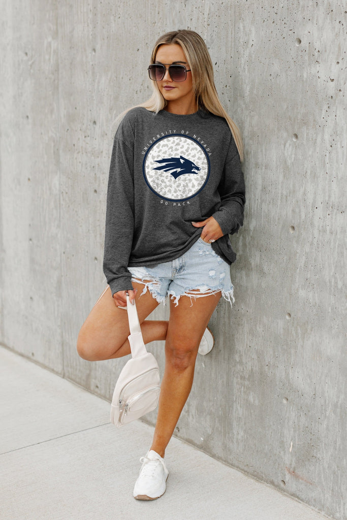 NEVADA WOLF PACK TURNING CIRCLES BOYFRIEND FIT LONG SLEEVE TEE