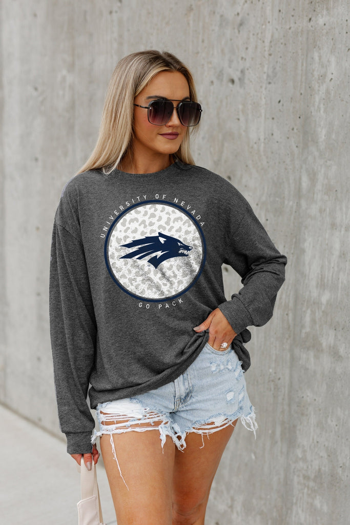 NEVADA WOLF PACK TURNING CIRCLES BOYFRIEND FIT LONG SLEEVE TEE