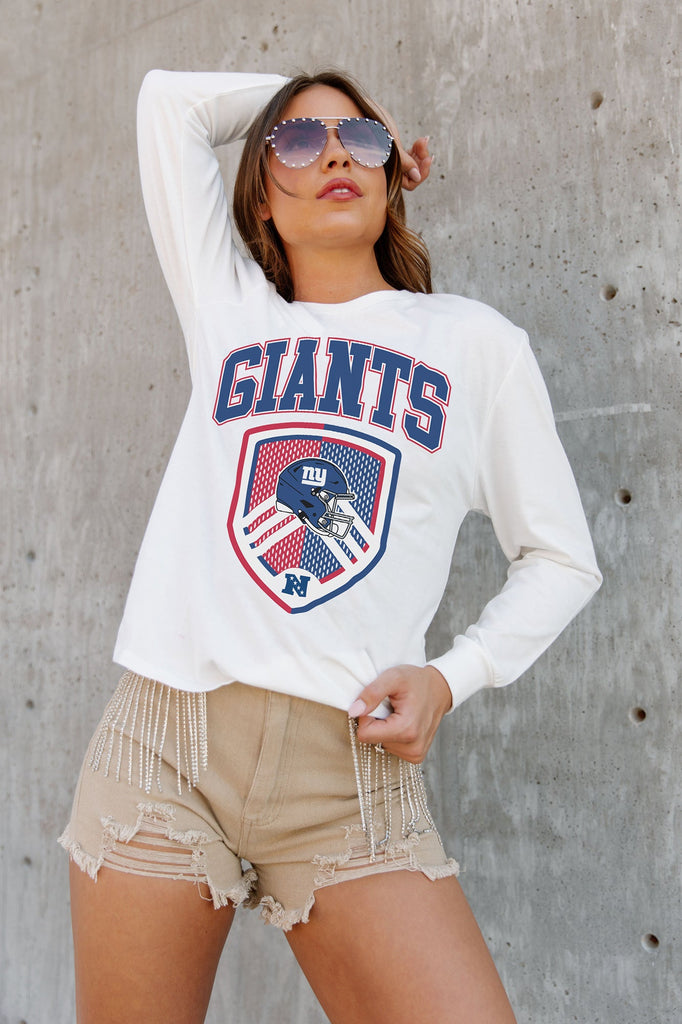 NEW YORK GIANTS PUSHING THE LIMIT BOYFRIEND FIT LONG SLEEVE TEE