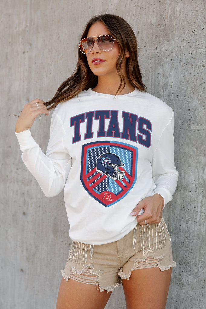 TENNESSEE TITANS PUSHING THE LIMIT BOYFRIEND FIT LONG SLEEVE TEE