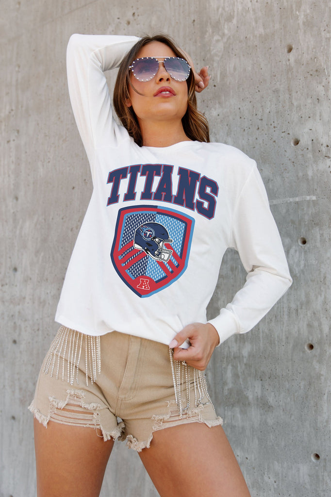 TENNESSEE TITANS PUSHING THE LIMIT BOYFRIEND FIT LONG SLEEVE TEE