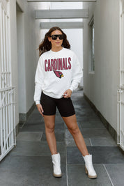 ARIZONA CARDINALS JUST GO WITH IT PREMIUM FLEECE DROP SHOULDER CREWNECK PULLOVER