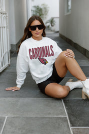 ARIZONA CARDINALS JUST GO WITH IT PREMIUM FLEECE DROP SHOULDER CREWNECK PULLOVER
