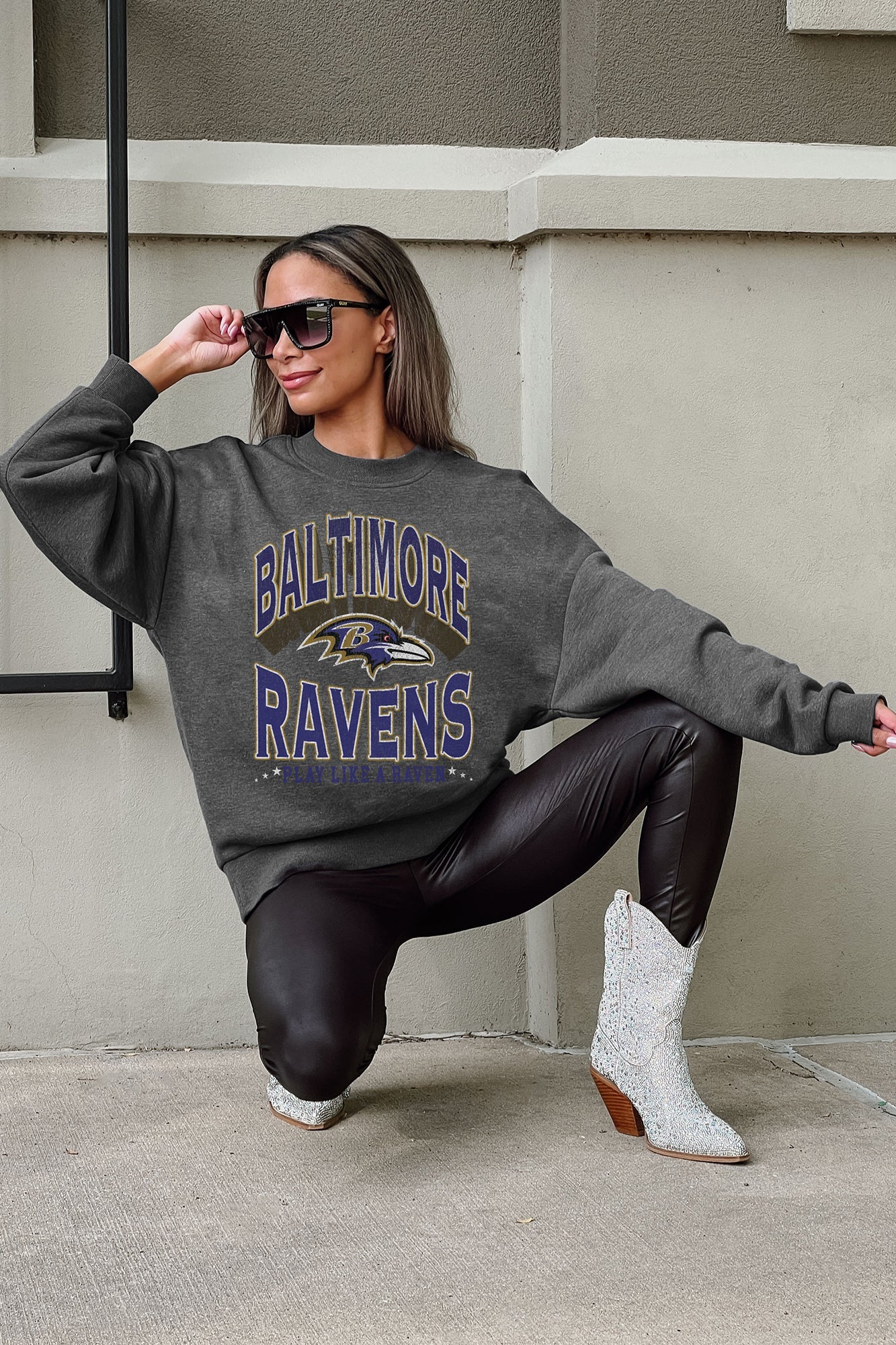 Baltimore Ravens Purple Fleece Crewneck | Gameday Couture