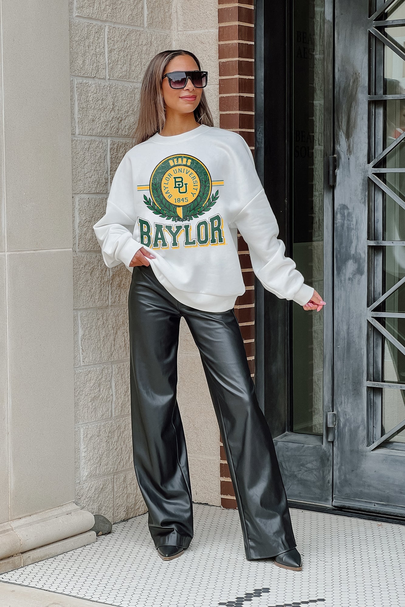 BAYLOR BEARS HOT SHOT PREMIUM FLEECE DROP SHOULDER CREWNECK PULLOVER