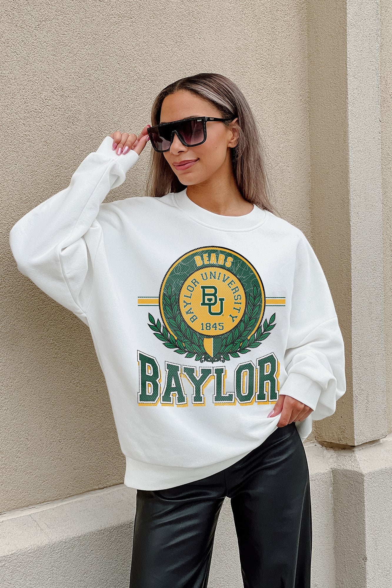 BAYLOR BEARS HOT SHOT PREMIUM FLEECE DROP SHOULDER CREWNECK PULLOVER