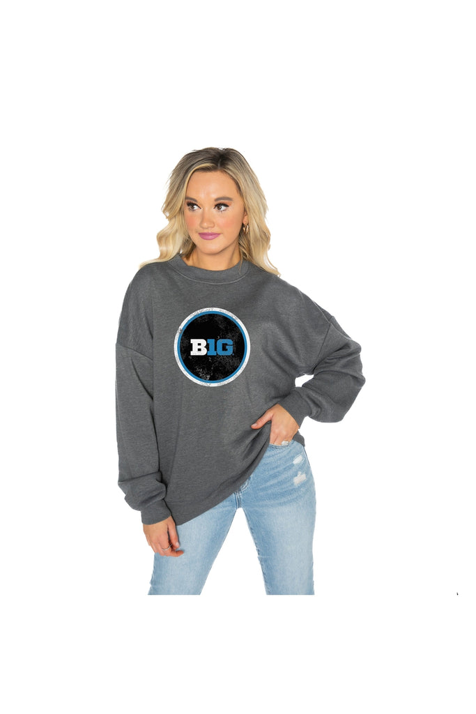 BIG TEN CONFERENCE GOOD VIBES PREMIUM FLEECE DROP SHOULDER CREWNECK PULLOVER