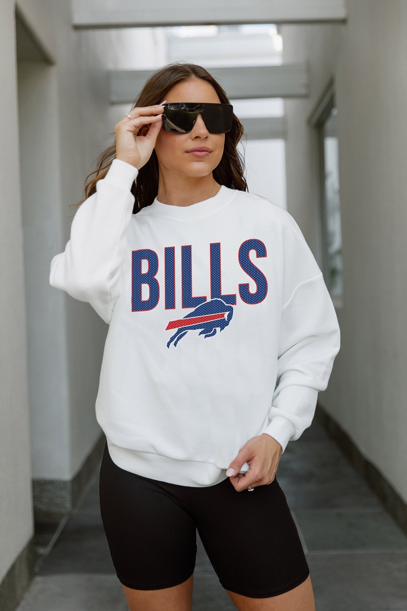 GC x NFL Buffalo Bills Just Go with It Premium Fleece Drop Shoulder Crewneck Pullover XL / White