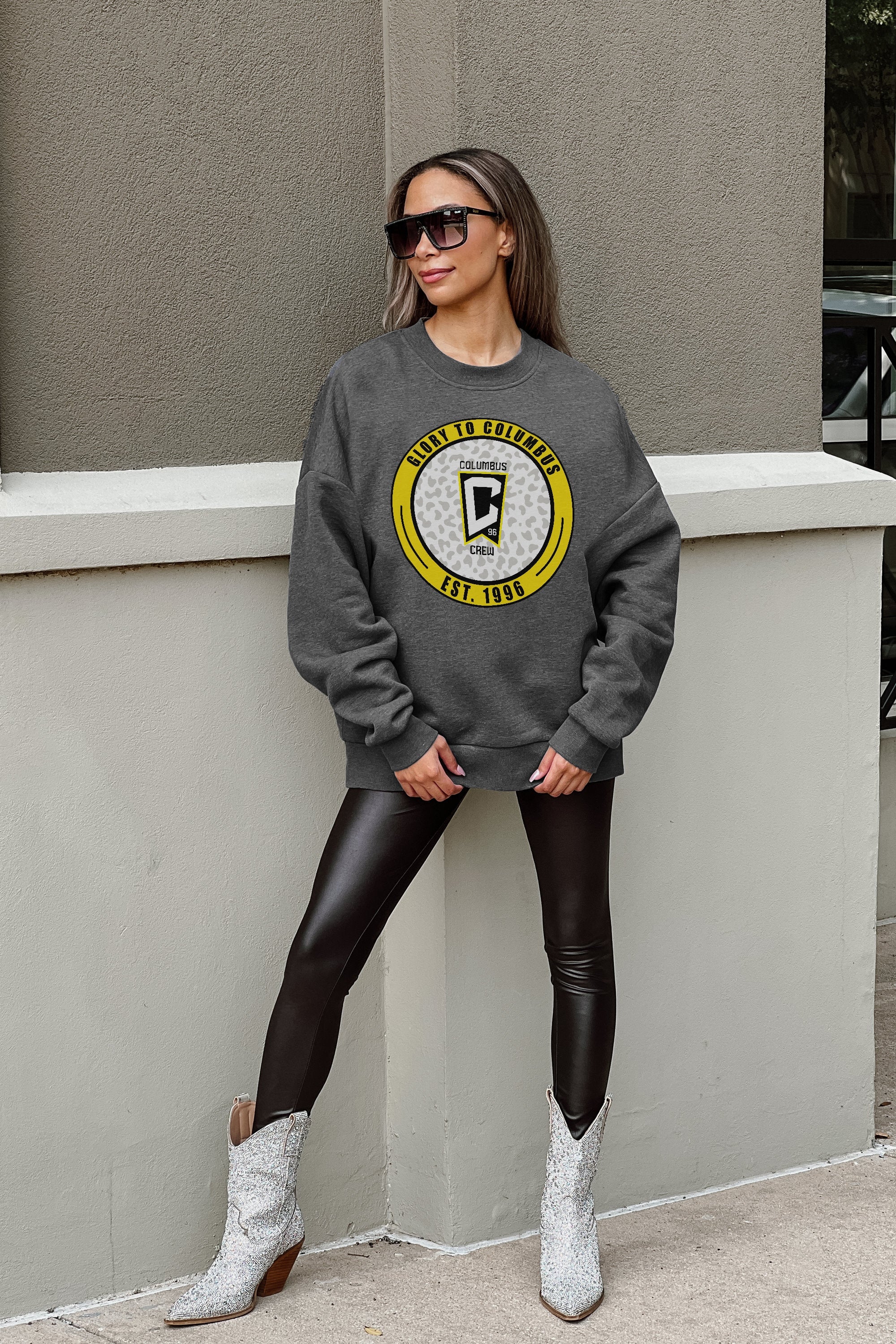 COLUMBUS CREW SC BIG GOALS PREMIUM FLEECE DROP SHOULDER CREWNECK PULLOVER