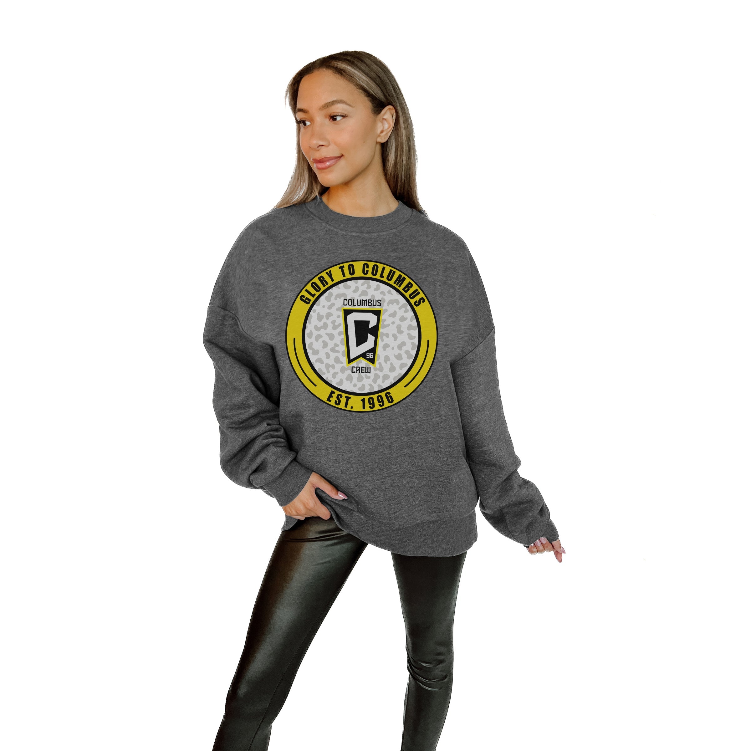 COLUMBUS CREW SC BIG GOALS PREMIUM FLEECE DROP SHOULDER CREWNECK PULLOVER