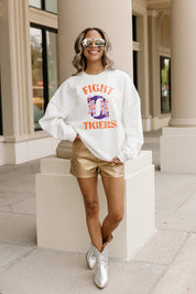 CLEMSON TIGERS TIME TO KICK IT PREMIUM FLEECE DROP SHOULDER CREWNECK PULLOVER