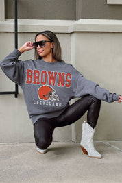 CLEVELAND BROWNS BRING THE ENERGY PREMIUM FLEECE DROP SHOULDER CREWNECK PULLOVER