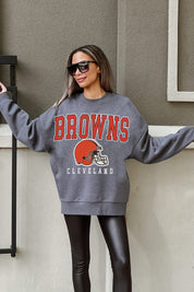 CLEVELAND BROWNS BRING THE ENERGY PREMIUM FLEECE DROP SHOULDER CREWNECK PULLOVER