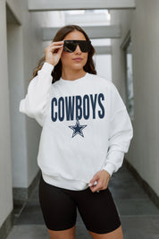 DALLAS COWBOYS JUST GO WITH IT PREMIUM FLEECE DROP SHOULDER CREWNECK PULLOVER