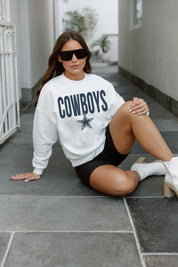 DALLAS COWBOYS JUST GO WITH IT PREMIUM FLEECE DROP SHOULDER CREWNECK PULLOVER