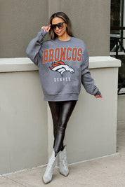 DENVER BRONCOS BRING THE ENERGY PREMIUM FLEECE DROP SHOULDER CREWNECK PULLOVER