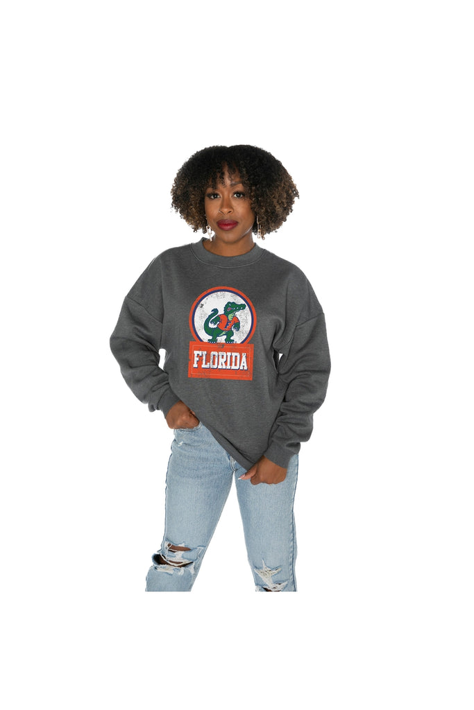 FLORIDA GATORS GOOD VIBES PREMIUM FLEECE DROP SHOULDER CREWNECK PULLOVER