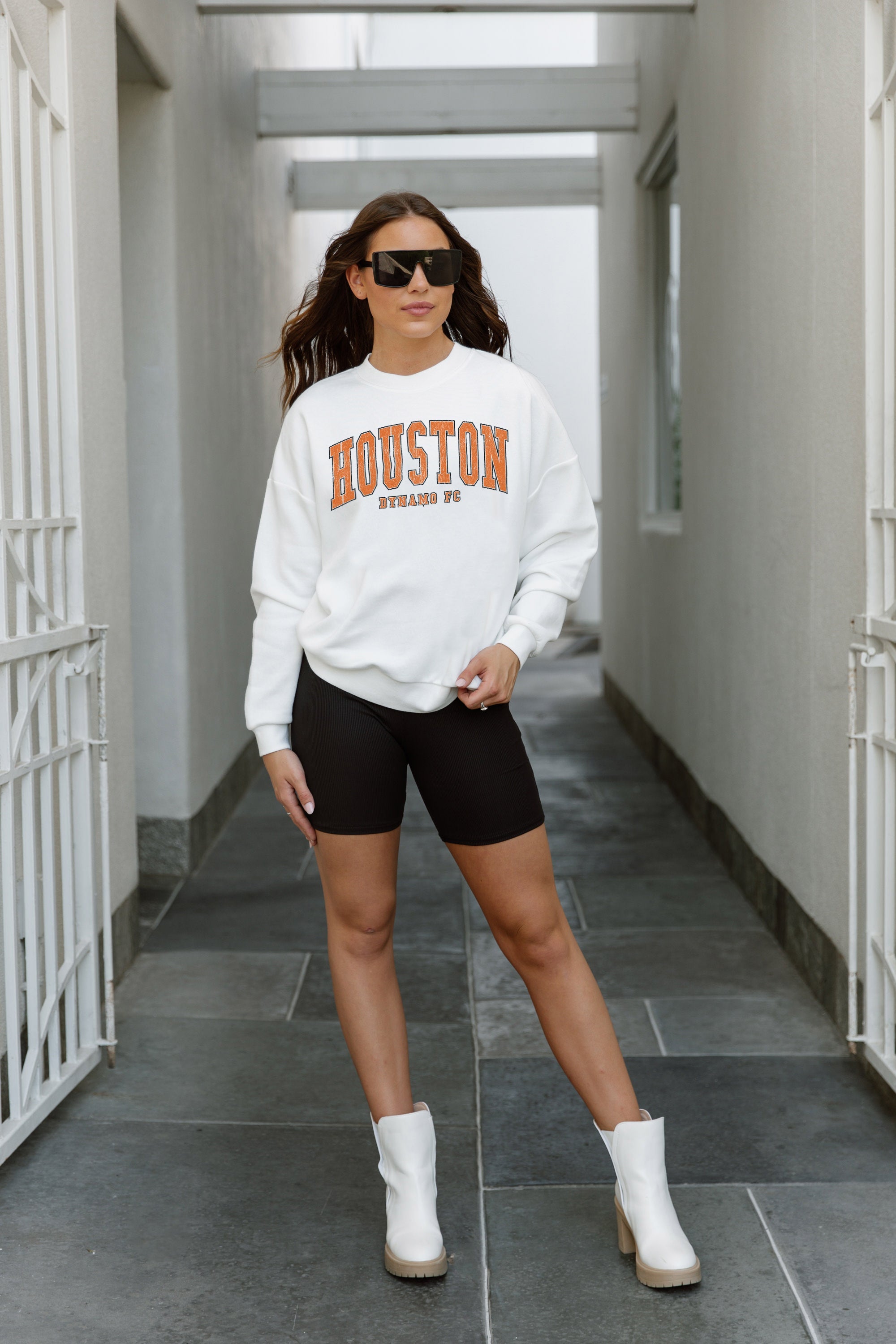 HOUSTON DYNAMO EXTRA PASS PREMIUM FLEECE DROP SHOULDER CREWNECK PULLOVER