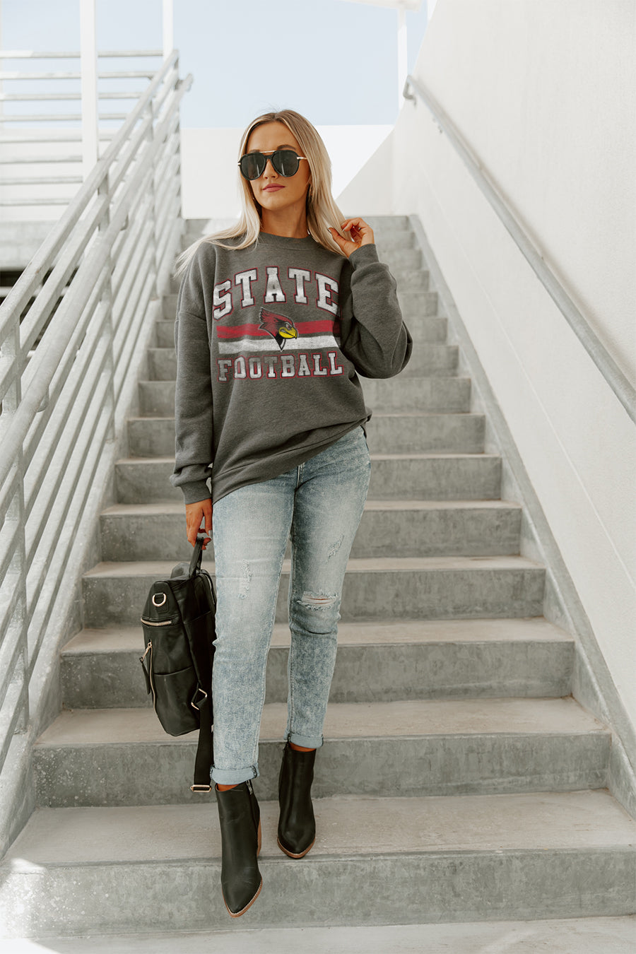 ILLINOIS STATE REDBIRDS PLAYMAKER PREMIUM FLEECE DROP SHOULDER CREWNECK PULLOVER