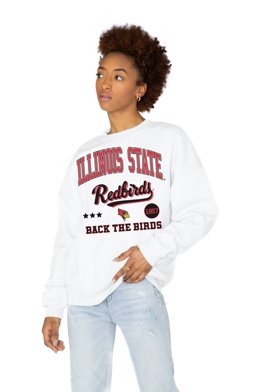 ILLINOIS STATE REDBIRDS ALL WE'VE GOT PREMIUM FLEECE DROP SHOULDER CREWNECK PULLOVER