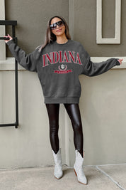 INDIANA HOOSIERS SEAL THE DEAL PREMIUM FLEECE DROP SHOULDER CREWNECK PULLOVER