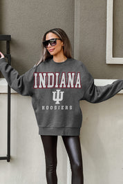 INDIANA HOOSIERS EASY STREET PREMIUM FLEECE DROP SHOULDER CREWNECK PULLOVER