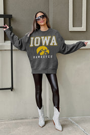 IOWA HAWKEYES EASY STREET PREMIUM FLEECE DROP SHOULDER CREWNECK PULLOVER