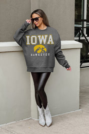 IOWA HAWKEYES EASY STREET PREMIUM FLEECE DROP SHOULDER CREWNECK PULLOVER