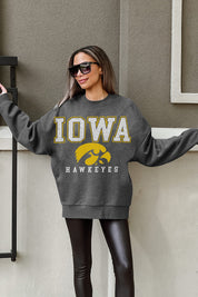 IOWA HAWKEYES EASY STREET PREMIUM FLEECE DROP SHOULDER CREWNECK PULLOVER