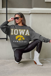 IOWA HAWKEYES EASY STREET PREMIUM FLEECE DROP SHOULDER CREWNECK PULLOVER