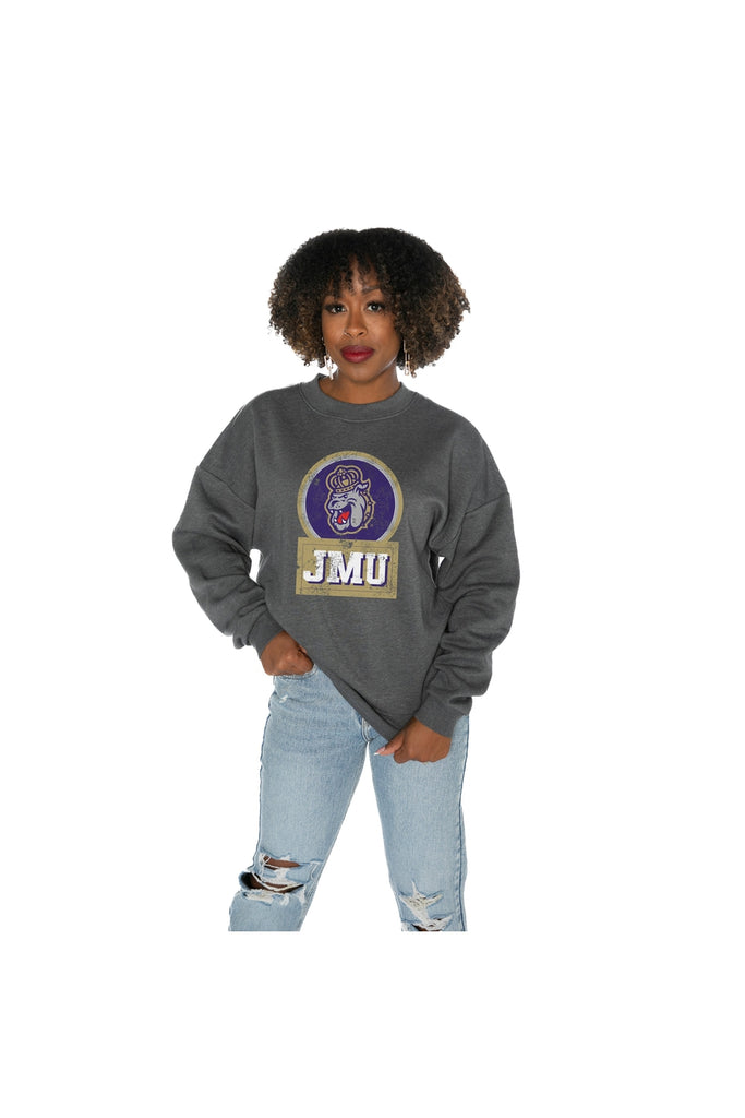 JAMES MADISON DUKES GOOD VIBES PREMIUM FLEECE DROP SHOULDER CREWNECK PULLOVER