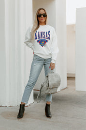 KANSAS JAYHAWKS SLOW MOTION PREMIUM FLEECE DROP SHOULDER CREWNECK PULLOVER