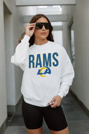 LOS ANGELES RAMS JUST GO WITH IT PREMIUM FLEECE DROP SHOULDER CREWNECK PULLOVER