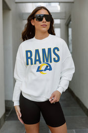 LOS ANGELES RAMS JUST GO WITH IT PREMIUM FLEECE DROP SHOULDER CREWNECK PULLOVER